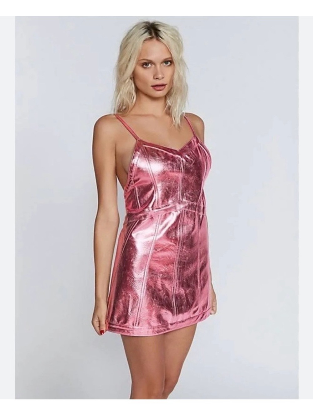 For Love And Lemons Metallic Rose Mini Dress